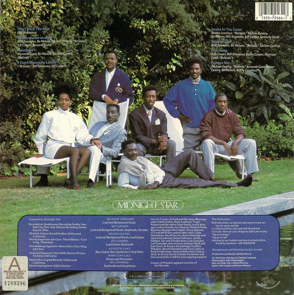 Image of Back Cover of LP - VG+/VG+ - MIDNIGHT STAR, Midnight Star (Solar; D1-72564, US 1988), ,  - 4326220E