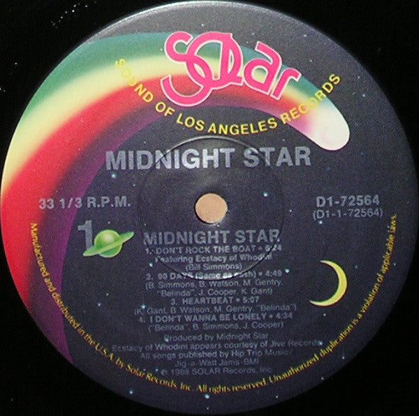Image of Label Cover of LP - VG+/VG+ - MIDNIGHT STAR, Midnight Star (Solar; D1-72564, US 1988), ,  - 4326220E