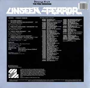 Image of Back Cover of 12" EP - VG/VG+ - UNSEEN TERROR, The Peel Sessions (Strange Fruit; SFPS069, UK 1989, Shane from Napalm Death), Edge & Ring Wear, inc Strange Fruit catalogue,  - 4346236S