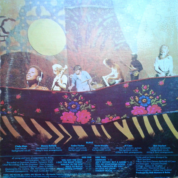 Image of Back Cover of LP - VG/VG+ - RUFUS FEATURING CHAKA KHAN, Rags To Rufus (ABC Records; ABCX-809, Canada 1974), ,  - 4326223E