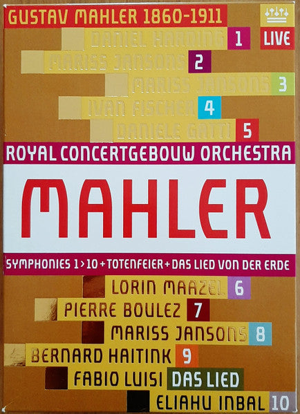 Image of Front Cover of 10xDVD - M/M - ROYAL CONCERTGEBOUW ORCHESTRA, Mahler Symphonies 1-10 and Totenfier - Live (RCO Live; RCO 1210, Netherlands , Box Set), ,  - 4326193E