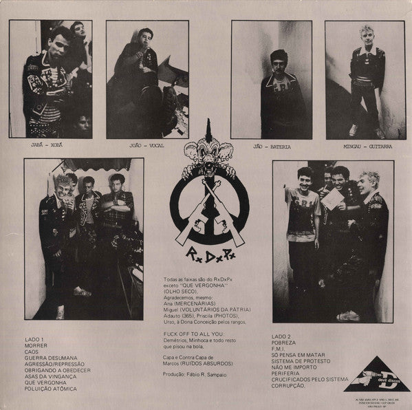 Image of Back Cover of LP - VG/VG - RATOS DE POR�O, Crucificados Pelo Sistema (Devil Discos; FDS017, Brazil 1989 Reissue, Grey Cover, Insert), Strong VG - light marks, edge & ring wear,  - 4346263S