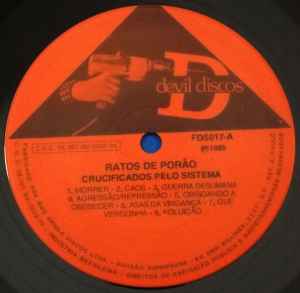 Image of Label Cover of LP - VG/VG - RATOS DE POR�O, Crucificados Pelo Sistema (Devil Discos; FDS017, Brazil 1989 Reissue, Grey Cover, Insert), Strong VG - light marks, edge & ring wear,  - 4346263S