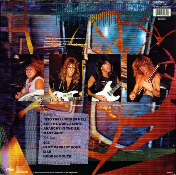 Image of Back Cover of LP - VG/VG - MEGADETH, So Far, So Good... So What! (Capitol Records; EST 2053, UK 1988, Inner, No Poster, 33  On Labels.), Strong VG,  - 2846264S
