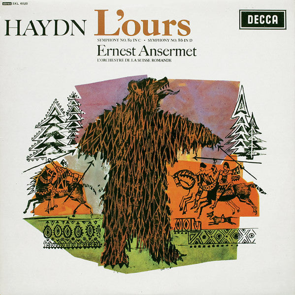 Image of Front Cover of LP - VG/VG - ERNEST ANSERMET, L'ORCHESTRE DE LA SUISSE ROMANDE, Haydn: L'Ours (Decca Black Unboxed Wideband - Original Recording at 11 O'Clock - Grooved ED1; SXL 6020, UK 1962, Laminated Flipback Sleeve), Plays Well,  - 4326195E