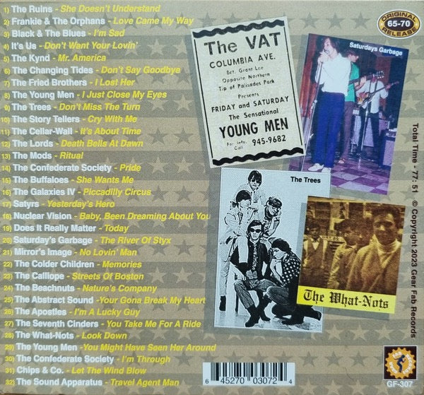 Image of Back Cover of CD - VG+/VG+ - VARIOUS, Psychedelic States: New Jersey In The 60s Vol.1 (Gear Fab Records; GF-307, US 2023, Digipak, Booklet), ,  - 4316570C