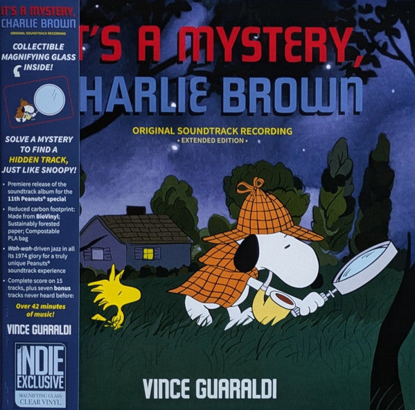 Image of Front Cover of LP - NEW/NEW - VINCE GUARALDI, It's A Mystery, Charlie Brown (LMFP; LM26MY01-RSD, UK 2026, Indie Exclusive with Collectible Magnifying Glass), , First-ever release of the complete score for the 1973 Peanuts special, plus seven bonus tracks, to commemorate the 75th anniversary of Vince Guaraldi�s musical career. - 4316581C