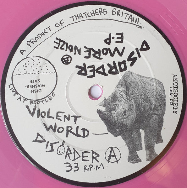Image of Label Cover of LP - VG+/VG+ - DISORDER, Violent World Plus: More Noize E.P (Antisociety; anti 032, UK 2013, Insert, Pink Vinyl, Ltd to 100), ,  - 4346265S