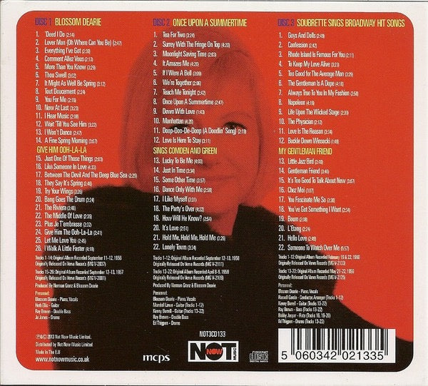 Image of Back Cover of 3xCD - VG+/VG+ - BLOSSOM DEARIE, The Complete Verve Albums 1957-1961 (Not Now Music; NOT3CD133, UK 2013, Triple Digipak), ,  - 4316666C