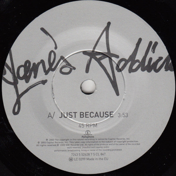 Image of Label Cover of 7" - VG/VG+ - JANE'S ADDICTION, Just Because (Parlophone; CL 847, UK 2003, Picture Sleeve), ,  - 4316632C