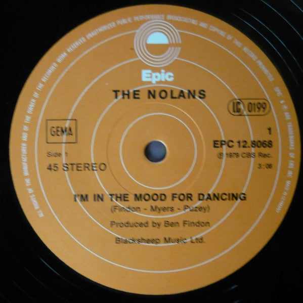 Image of Label Cover of 12" - VG/VG+ - THE NOLANS, I'm In The Mood For Dancing / Let's Make Love (Epic; EPC 12.8068, Germany 1979), Sticker Damage To Sleeve,  - 4346322S