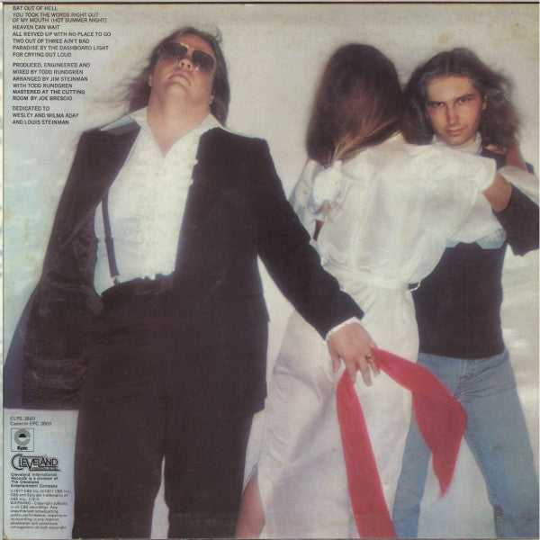 Image of Back Cover of LP - VG/VG - MEAT LOAF, Bat Out Of Hell (Epic; ELPS 3860, Australia 1977), ,  - 4326334E