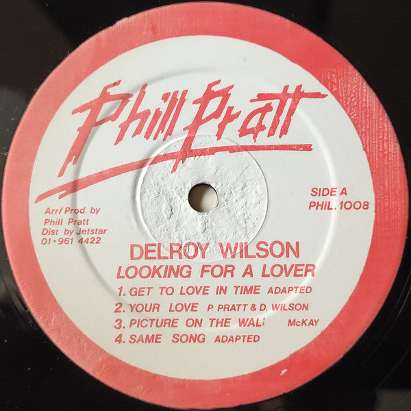 Image of Front Cover of LP - /VG - DELROY WILSON, Looking For Love (Phill Pratt; PHIL.1008, UK 1980s), No original LP cover,plain12'' sleeve only. Couple marks on vinyl, does not affect play., A1		Get The Love In TimeA2		Your LoveA3		Picture On The WallA4		Same SongB1		Troubled ManB2		Looking For A LoverB3		Looking For A Lover (Version)B4		Don't Leave Me This Way - 4326388E