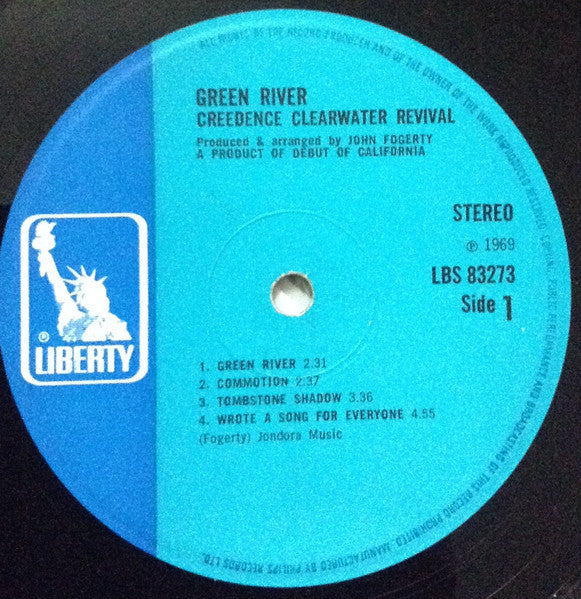 Image of Label Cover of LP - VG/VG - CREEDENCE CLEARWATER REVIVAL, Green River (Liberty; LBS 83273, UK 1969, Textured Sleeve), Hairlines. Edge wear, light staining, creasing.,  - 4346324S