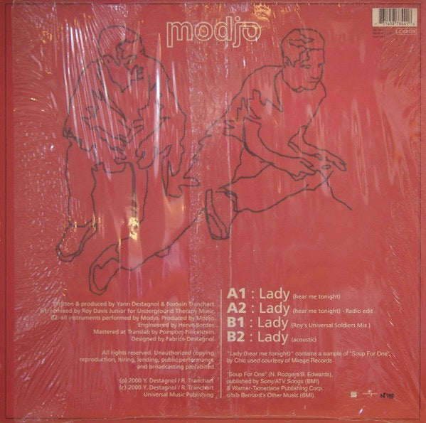 Image of Back Cover of 12" - VG+/G+ - MODJO, Lady (Hear Me Tonight) (Universal Music Publishing; 587 844 1, France 2000, Picture Sleeve), Light hairlines only, close to VG.,  - 4316754C
