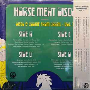Image of Back Cover of 2xLP - VG/VG+ - HORSE MEAT DISCO, Disco & Boogie From Brazil Vol.1 (Mr Bongo; MRBLP302, UK 2025, Picture Sleeve, Inner, No OBI), no obi. light edge wear. green vinyl. printed inners,  - 4346352S