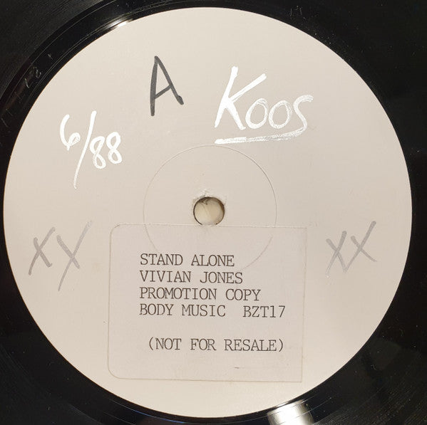 Image of Front Cover of 12" - /VG - VIVIAN JONES, Stand Alone / Fatal Attraction (Body Music; BZT17, UK 1980s, White Label), Artist,title & cat no hand written on A-Side.12'' sleeve with writing & one side taped up. Light marks, plays great!,  - 4326394E