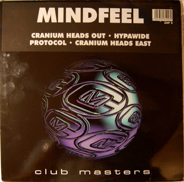 Image of Front Cover of 12" - G+/G+ - MINDFEEL, Cranium Heads Out (Club Masters; ZAP2, UK 1997, Stickered Company Sleeve), Light marks close to VG, label peeling. Sleeve has split spine and marker on it.,  - 4316758C