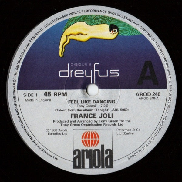 Image of Front Cover of 12" - VG/VG - FRANCE JOLI, Feel Like Dancing (Disques Dreyfus; AROD 240, UK 1980, Company Sleeve), Strong VG.,  - 4316808C
