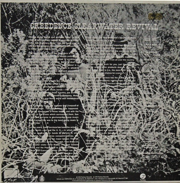 Image of Back Cover of LP - VG/VG+ - CREEDENCE CLEARWATER REVIVAL, Creedence Clearwater Revival (Fantasy; 150 026, UK 1983 Reissue), Split Spine,  - 4326250E