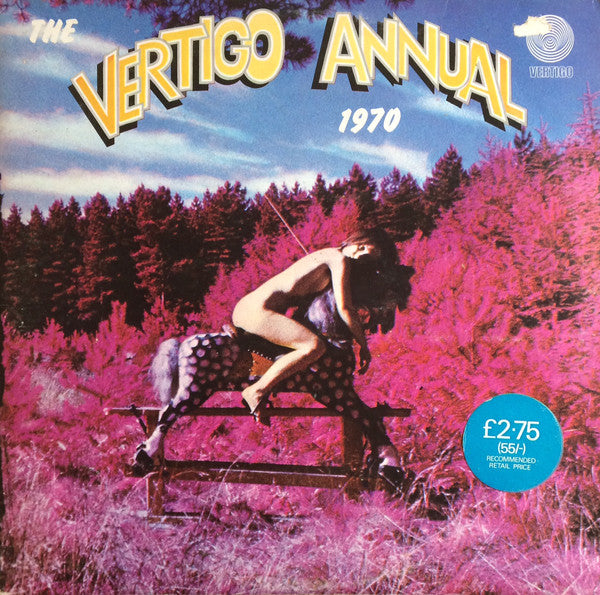 Image of Front Cover of 2xLP - G+/G+ - VARIOUS, Vertigo Annual 1970 (Vertigo Spiral; 6657001, UK 1970, Gatefold, No Inners), Long but light scratch on Disc 2, Side B. Hairlines on rest of discs. Heavy edge wear, sticker residue/damage, seam splits, staining, sleeve indents. ,  - 4346363S