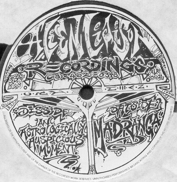 Image of Front Cover of 12" - /VG - ALIEN LIAISON, Alien Liaison (Alien Liaison Recordings; ALR 001, UK 1996), Light hairlines and marks., A		MadrangaB		An Astrologically Auspicious Moment - 4316762C