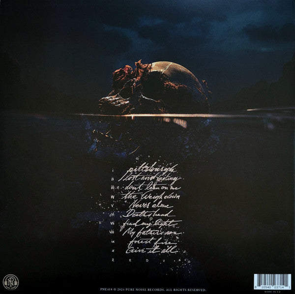 Image of Back Cover of LP - EX/EX - THE AMITY AFFLICTION, Let The Ocean Take Me (Redux) (Pure Noise Records; PNE418, Worldwide 2024, Gatefold, Sea Blue w/ White Splatter Vinyl, Ltd to 4000), Opened Instore, Still In Stickered Shrinkwrap,  - 4446008S