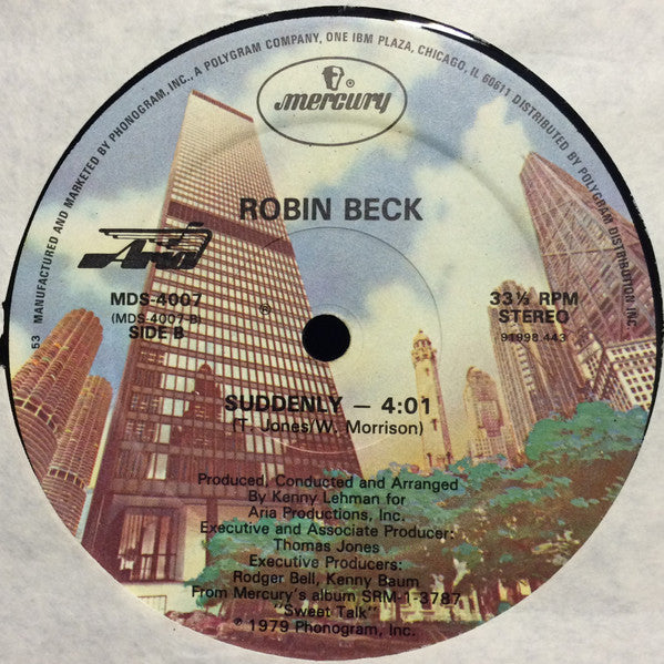 Image of Back Cover of 12" - /VG - ROBIN BECK, Sweet Talk / Suddenly (Mercury; MDS-4007, US 1979), ,  - 4426011E