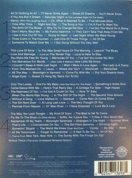 Image of Back Cover of 4xCD - EX/EX - FRANK SINATRA, Ultimate Sinatra (Capitol Records; B0022436-02, US 2015, Box Set), Product is mint sealed. But has slight corner damage.,  - 4436007E
