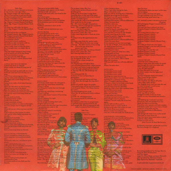 Image of Back Cover of LP - VG+/G - THE BEATLES, Sgt. Pepper's Lonely Hearts Club Band (Odeon; SHZE 401, Germany 1967, Laminated Gatefold Sleeve With Internal Flipback), A Bit Crackly, But Plays OK,  - 4326407E
