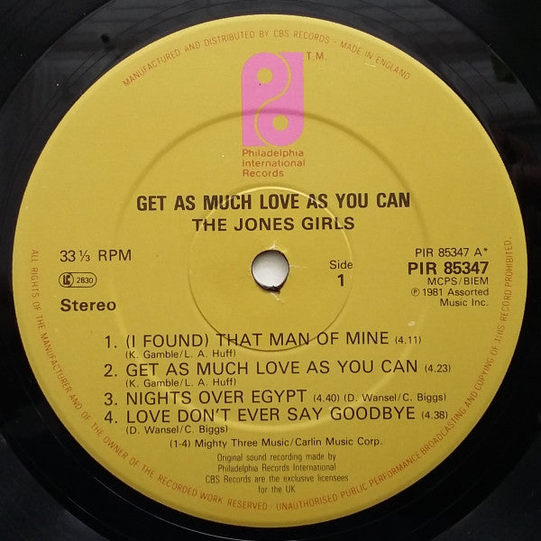 Image of Label Cover of LP - VG/VG - THE JONES GIRLS, Get As Much Love As You Can (Philadelphia International Records; PIR 85347, UK 1981, No Insert), Edge wear and some creasing to sleeve. ,  - 4416052C