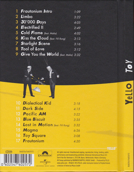 Image of Back Cover of CD - M/M - YELLO, Toy (Polydor; 0602547602572, Europe 2016, Book Sleeve), ,  - 4436017E