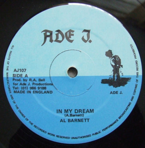 Image of Front Cover of 12" - /G+ - AL BARNETT, In My Dream / My Life (ADE.J; AJ 107, UK 1984), Light ring wear and marks on disc, writing on label.  Plays well with subtle background noise.,  - 4446051S