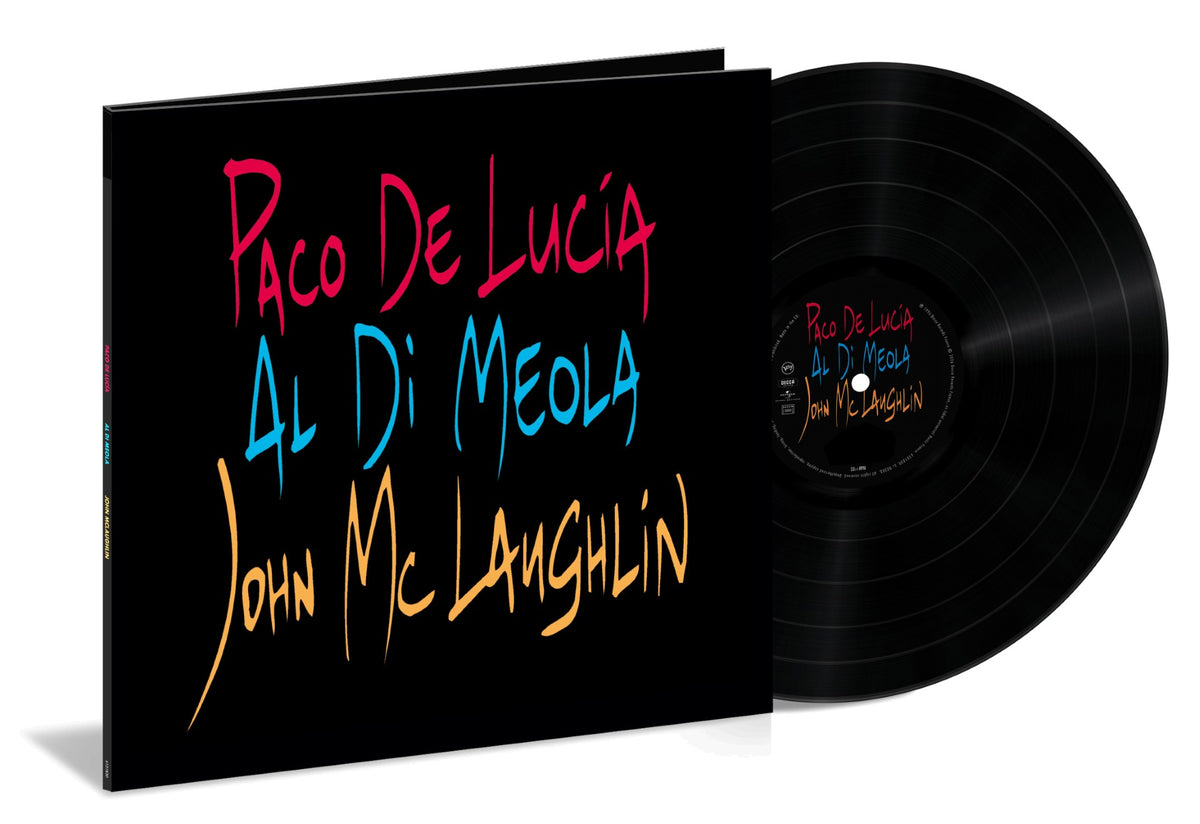 Image of Front Cover of LP - NEW - PACO DE LUCÍA, AL DI MEOLA, JOHN MCLAUGHLIN, The Guitar Trio (Verve; 6101830, UK 2026, Gatefold, Liner Notes, Limited Edition 180g Vinyl), , Recorded in 1996 at Peter Gabriel’s Real World Studios, this acoustic collaboration reunites Paco de Lucía, Al Di Meola and John McLaughlin for a blend of jazz and flamenco. Limited 30th anniversary edition with bilingual liner notes. - 9420384C