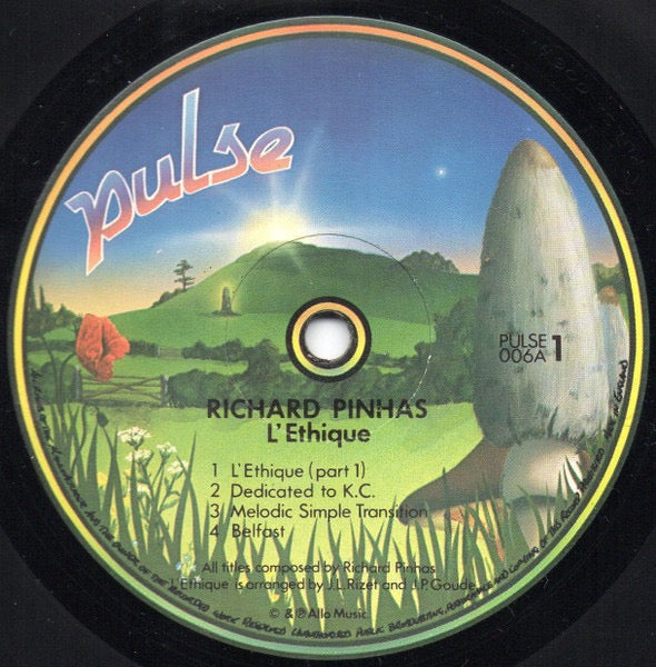 Image of Label Cover of LP - VG+/VG+ - RICHARD PINHAS, L'Ethique (Pulse ; PULSE 006, UK 1982), Clean copy, Making waves distribution sticker on front,  - 4416068C