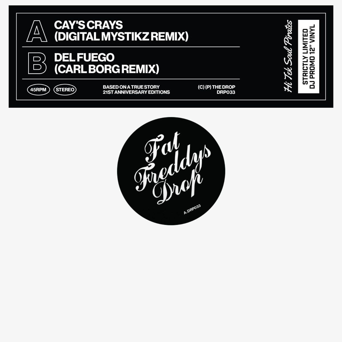 Image of Front Cover of 12" - NEW - FAT FREDDY'S DROP, Cay's Cray's (Digital Mystikz Remix) (The Drop; DRP033, UK 2026, Indie Exclusive ), , A sought-after dubstep classic returns on vinyl, pairing Digital Mystikz's heavyweight remix of Fat Freddy's Drop's 'Cay's Cray's' with Carl Borg's remix of 'Del Fuego', available on vinyl for the first time. - 9420411C