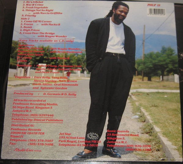Image of Back Cover of LP - VG+/EX - TONY REBEL, Rebel With A Cause (Penthouse Records; PHLP 15, UK 1992), ,  - 4416140C