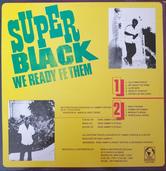 Image of Back Cover of LP - VG/VG - SUPER BLACK, We Ready Fe Them (Live And Love; LALP 008, UK 1986), Strong VG across the board.,  - 4416144C