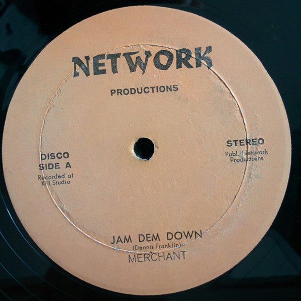 Image of Front Cover of CD - /VG - MERCHANT, Jam Dem Down (Network Productions; none, Trinidad & Tobago ), Writing on label both sides with marker pen. Light marks on vinyl. PlaysVG.,  - 4426058E