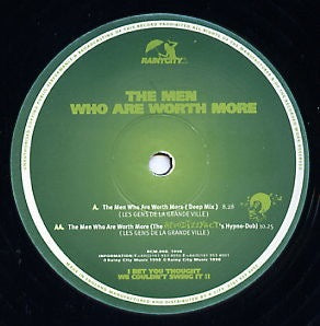 Image of Front Cover of 12" - G/G+ - LES GENS DE LA GRANDE VILLE, The Men Who Are Worth More (Rainy City Music; RCM 008, UK 1998, Stickered Plain Sleeve), Disc has lots of light hairlines and scuffs. Sleeve is split and deteriorating., A		The Men Who Are Worth More (Deep Mix)	8:28AA		The Men Who Are Worth More (The Afrodizzyact's Hypno-Dub)10:25 - 4416116C