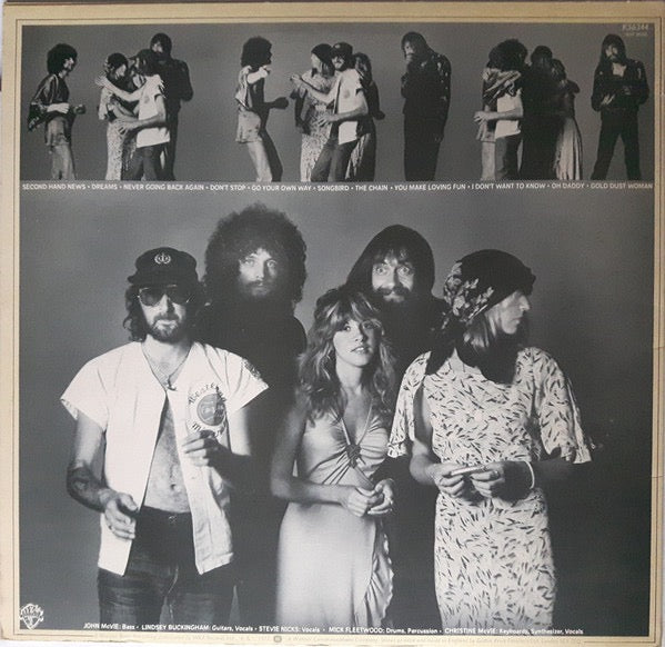 Image of Back Cover of LP - VG+/VG - FLEETWOOD MAC, Rumours (Warner Bros. Records Burbank Labels; K 56344, UK 1970s Reissue, Textured Sleeve, Insert, ALLEN EG S-), Strong VG Disc,  - 4416080C