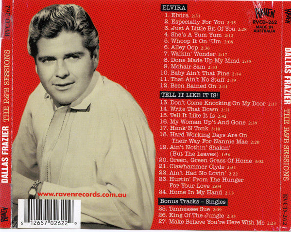 Image of Back Cover of CD - VG+/VG+ - DALLAS FRAZIER, The R&B Sessions (Raven Records; RVCD 262, Australia 2008, Jewel Case), ,  - 4436056E