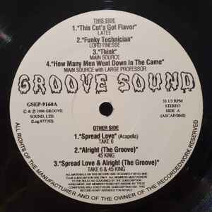 Image of Front Cover of 12" - /VG - VARIOUS, Groove Sound (Groove Sound; GSEP-9160, US 1996), Light marks., A1 - Latee - This Cut's Got FlavourA2 - Lord Finesse -Funky TechnicianA3 - Main Source - ThinkA4 - Main Source with Large Professor�	How Many Men Went Down In The CameB1 - Take 6 - Spread Love (Acapella)B2 - 45 King - Alright (The Groove)B3 - Take 6 & 45 King - Spread Love & Alright (The Groove) - 4446159S