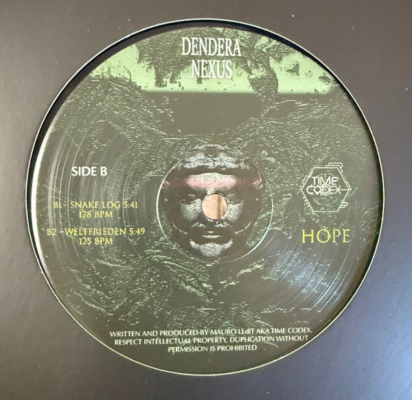 Image of Back Cover of 12" EP - /VG+ - TIME CODEX, Miracles - Hope (Dendera Nexus; DN002, Italy 2025), , A1		RadioShockA2		CenturiansB1		Snake LogB2		Weltfrieden - 4416083C