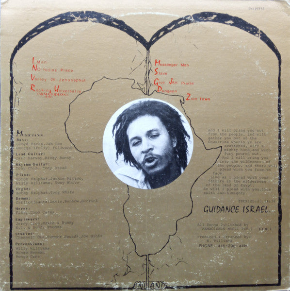 Image of Back Cover of LP - VG/VG - WILLIE WILLIAMS & THE ARMAGEDIONS, Messenger Man (Drum Street; INLP1953, Jamaica 1980s Reissue, First Reissue), Clean copy. Track B4 has a feelable marks that affects play. Clean labels. Light wear on sleeve.,  - 4446129S