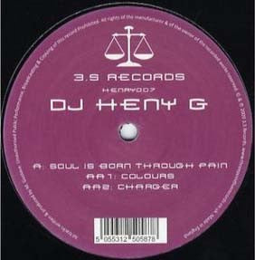 Image of Front Cover of 12" - /VG - DJ HENY G, Soul Is Born Through Pain (3.5 Records; HENRY007, UK 2010), Light marks and faint hairlines., A		Soul Is Born Through Pain	7:50AA1		Colours	6:28AA2		Charger	6:25"There's an effective marriage of Detroit Techno soul � la Carl Craig and deep heavy Dubstep on display here. Really emotive stuff." - 4416095C