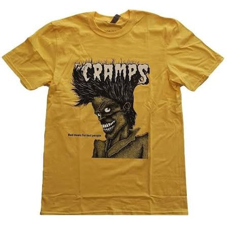 Image of Front Cover of Accessories - NEW - THE CRAMPS, Bad Music T-Shirt (Yellow) XL (, UK ), ,  - 4416329C