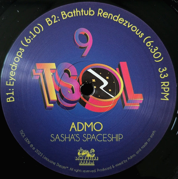 Image of Back Cover of 12" - VG+/VG+ - ADMO, Sasha's Spaceship (Limousine Dream; TSOL 009, Germany 2023, Die Cut Company Sleeve), ,  - 4426131E