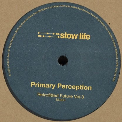 Image of Front Cover of 12" - /VG - PRIMARY PERCEPTION, Retrofitted Future Vol.3 (SLOW LIFE; SL023, Germany 2019), , A1		ValisA2		Sci-Fi JazzB1		Funky EmotionsB2		Funky Emotions (Break Mix)B3		Space Is An Ocean - 4416417C