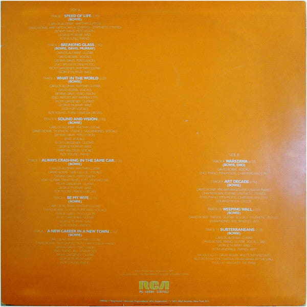 Image of Back Cover of LP - VG+/VG+ - DAVID BOWIE, Low (RCA Victor; PL 12030, Italy 1977), Italian Import Stamp On Label,  - 4446193S